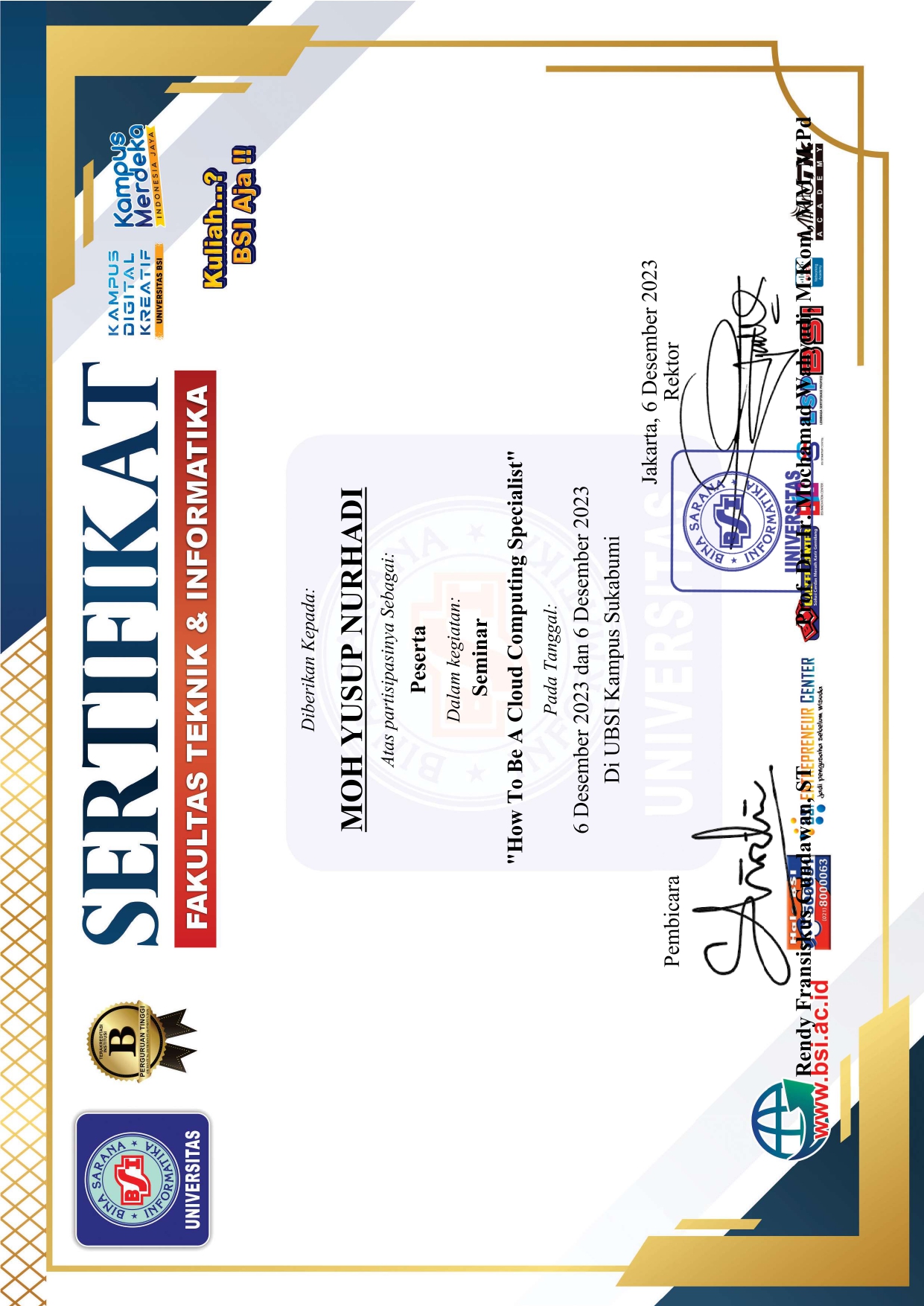 Sertifikat Computer Specialist