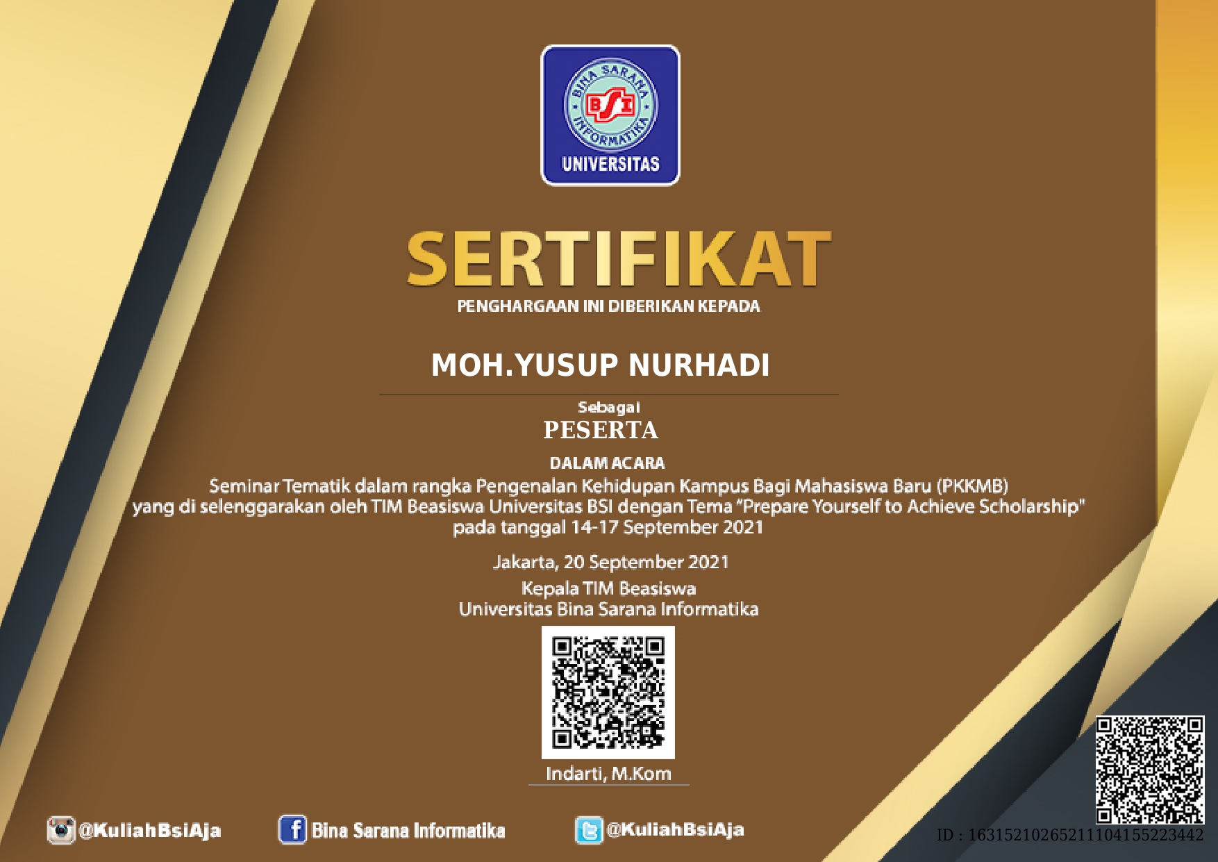 Sertifikat PKKMB